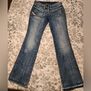 Diesel Blue Flare Wide Leg Jeans with Vintage Appeal